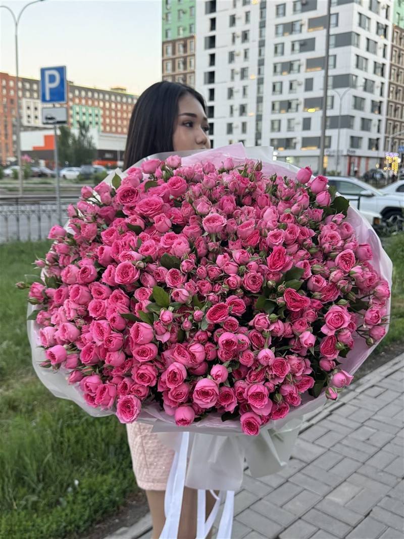 101 розовая роза — купить букет с доставкой в Астане | Rose777
