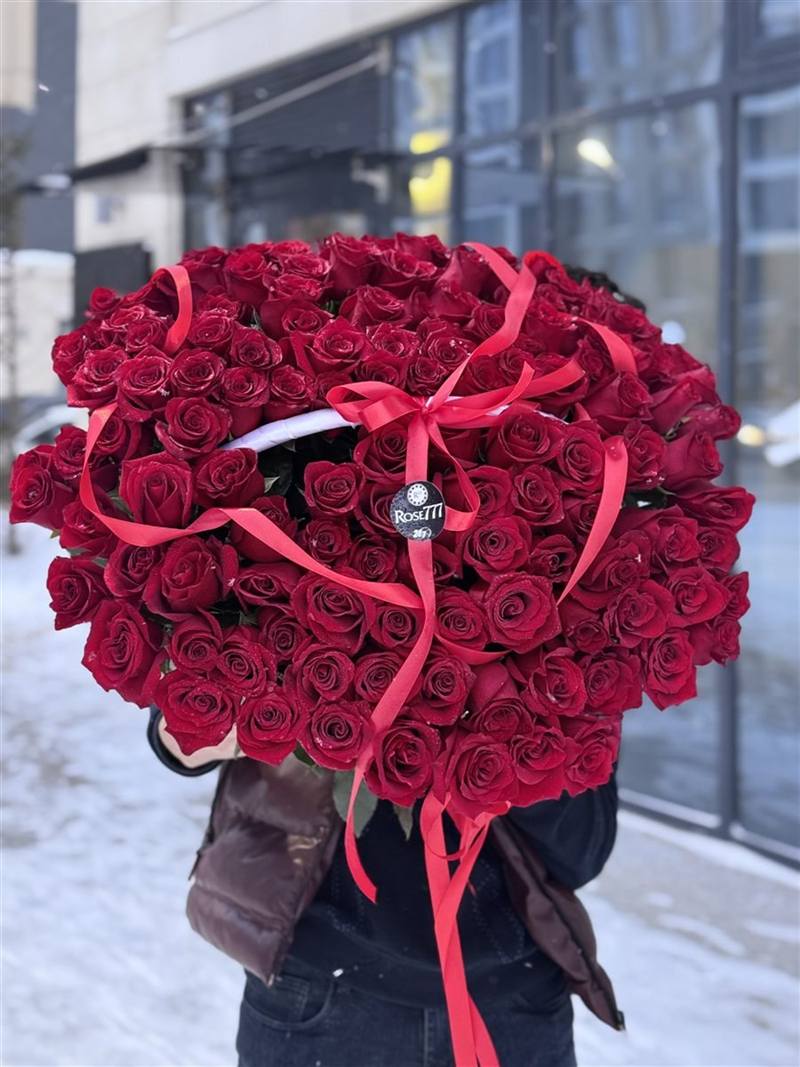201 красная роза с лентами — купить букет с доставкой в Астане | Rose777 — фото 3