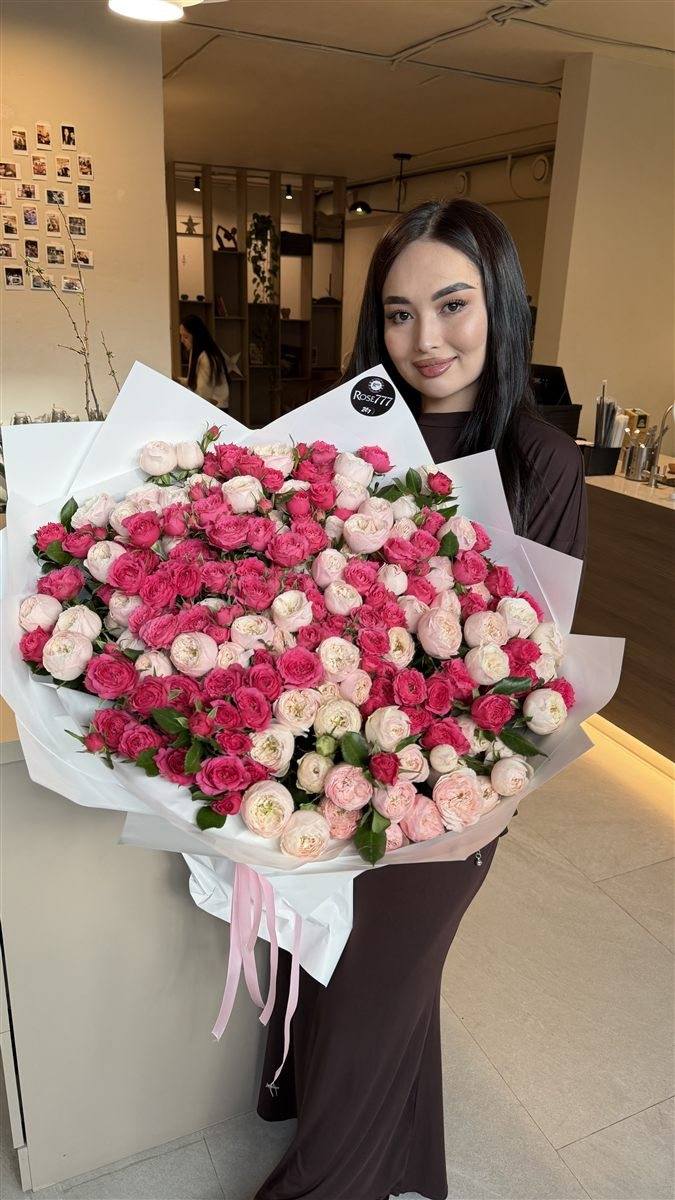 Кустовые розы «Малиновый закат» — купить букет с доставкой в Астане | Rose777 — фото 3
