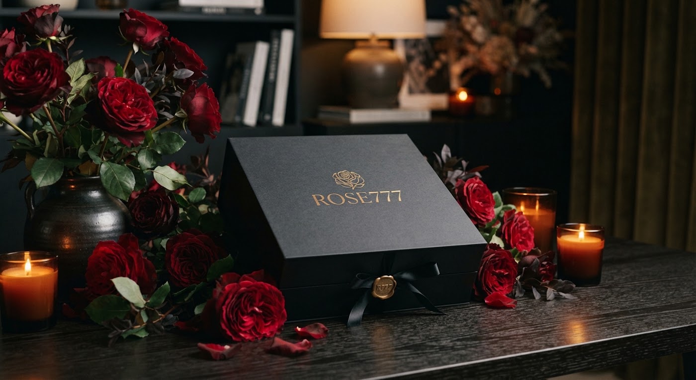 Фирменная упаковка Rose777 для доставки цветов по Астане